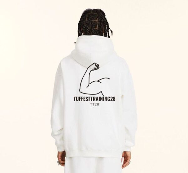 TT28 Mens Plain jumper w/ Hoodie White - Image 2