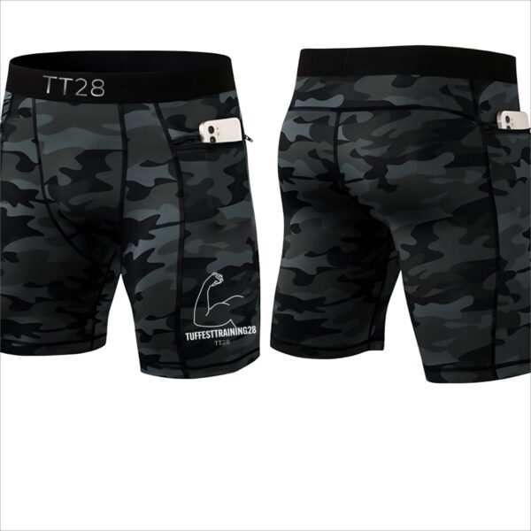 TT28 Mens Tights (Short) Black & Grey Camo