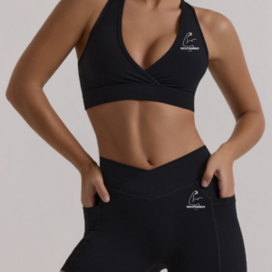 TT28 2 Pc Gym Set w/ Shorts & Sports Bra Black