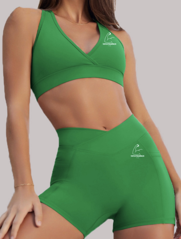 TT28 2 Pc Gym Set w/ Shorts & Sports Bra Green