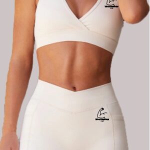 TT28 2 Pc Gym Set w/ Shorts & Sports Bra White