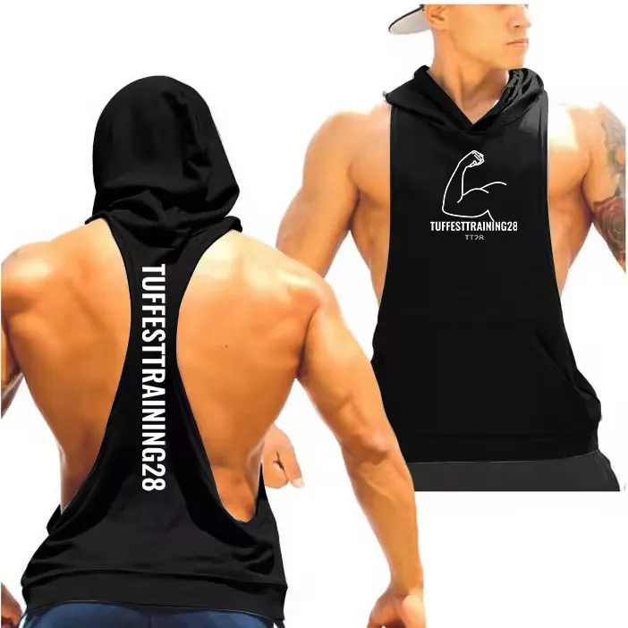 TT28 Sleeveless Tank Top with Hoodie Black