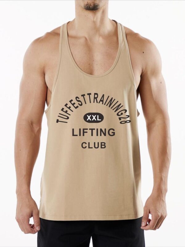 TT28 Mens Tank Top Lifting Club Beige