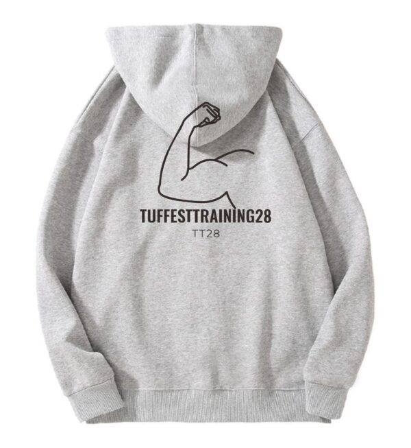 TT28 Mens Plain jumper w/ Hoodie Grey - Image 2