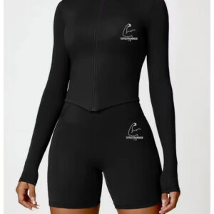 TT28 2 Pc Gym Set w Shorts & Jacket Black