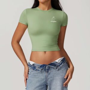 TT28 Womens Gym Training Tops Grass Green