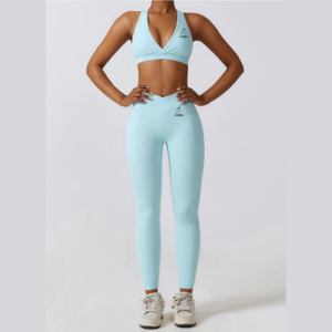 TT28 2 Pc Gym Set w/ Leggings & Sports Bra Blue (Sky)