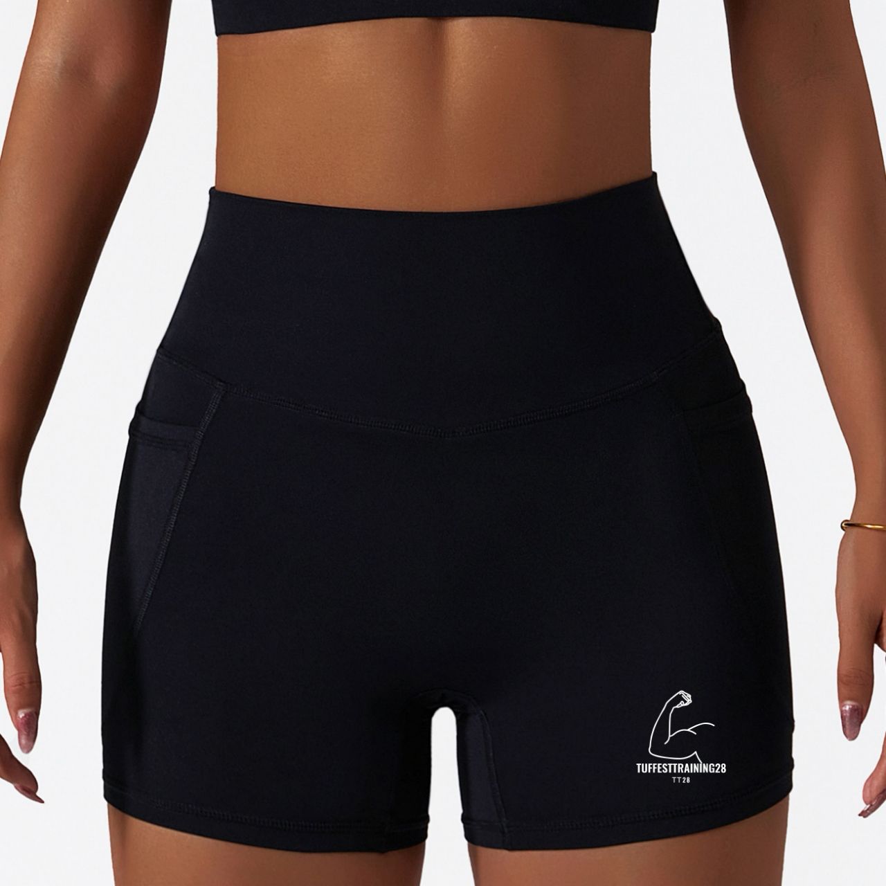 TT28 Womens Gym & Yoga Shorts-High Waist Black