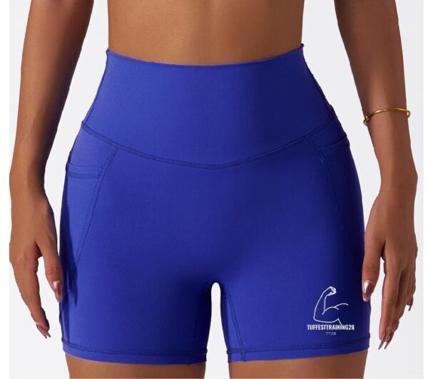 TT28 Womens Gym & Yoga Shorts-High Waist Blue